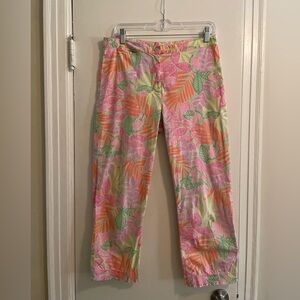 Lilly Pulitzer Vintage White Label Tropical Leaf Frog Cropped Pant Size 10